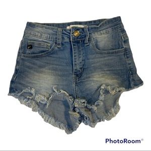 Kancan High Waist, High Cut Medium Wash Shorts